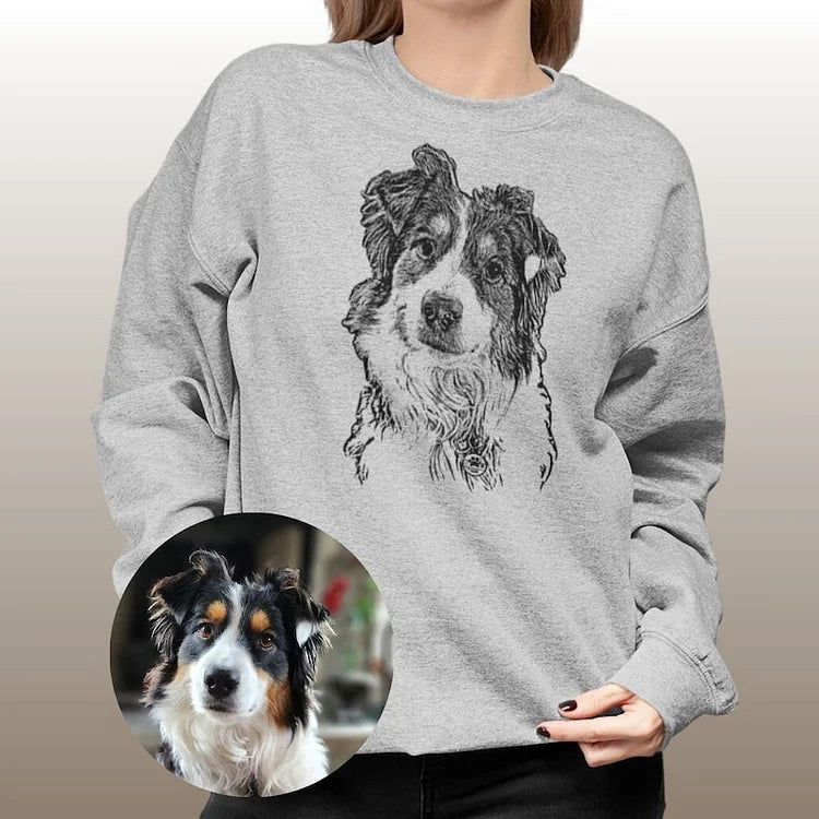 Custom Pet Pen Art Portrait T-shirt Sweatshirt Hoodie Pet Face Print Shirt | for Pet Lover