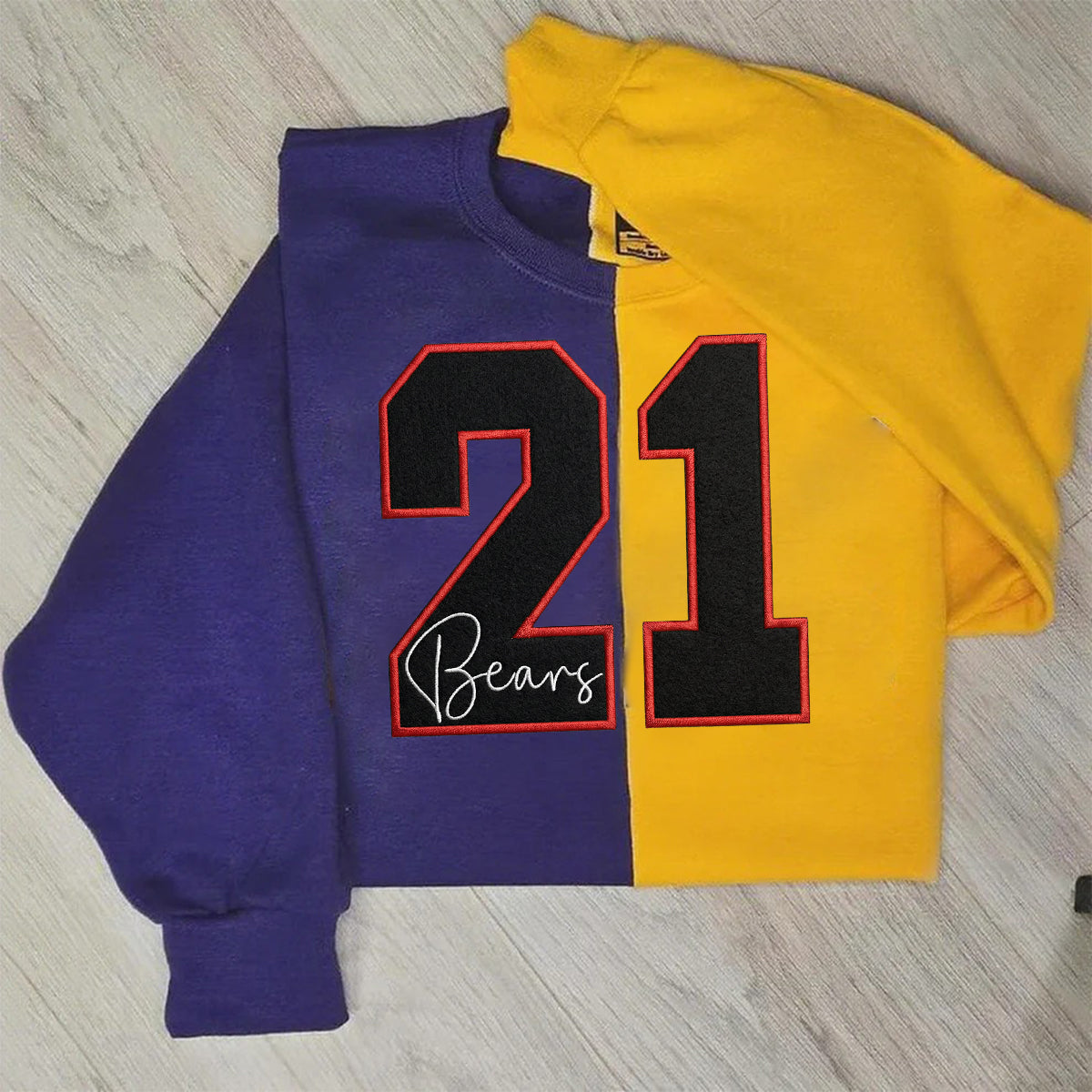 Custom Team Number with Text Two Tone Sweatshirt– Personalized Numbers  Sweatshirt | Gifts for Sports