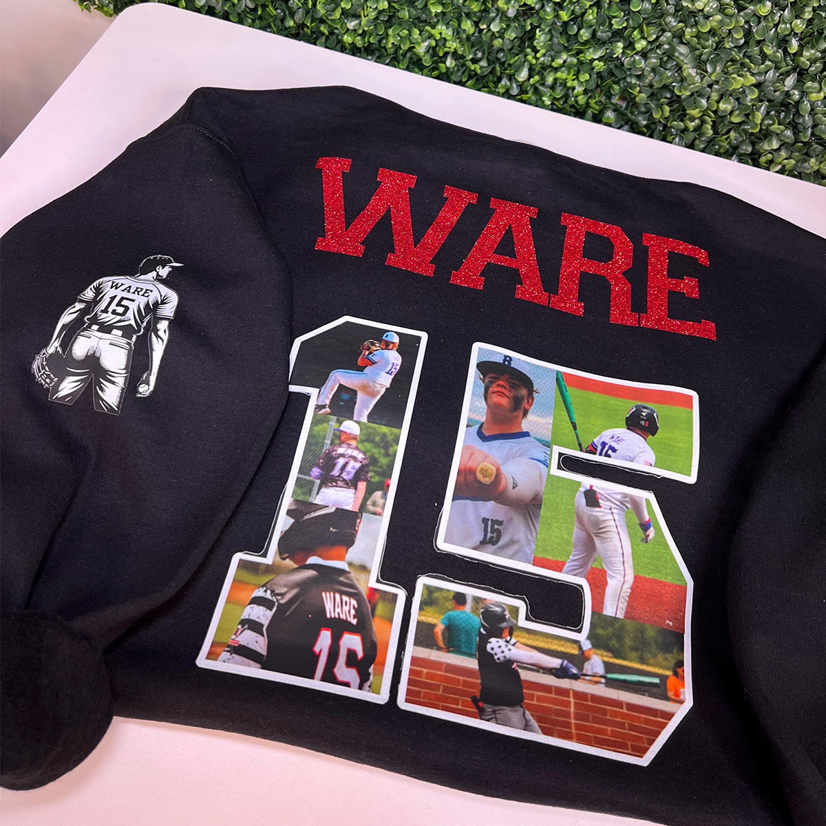 Custom Baseball Glitter Mom Hoodie School Spirit Baseball Girlfriend Sister Hoodie with Name Photo Number