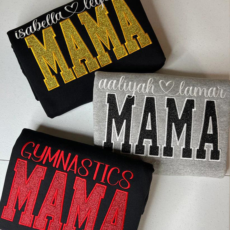 Custom Mama Glitter Embroidered Sweatshirt With Loving Children‘s Name | Mother's Day Gift