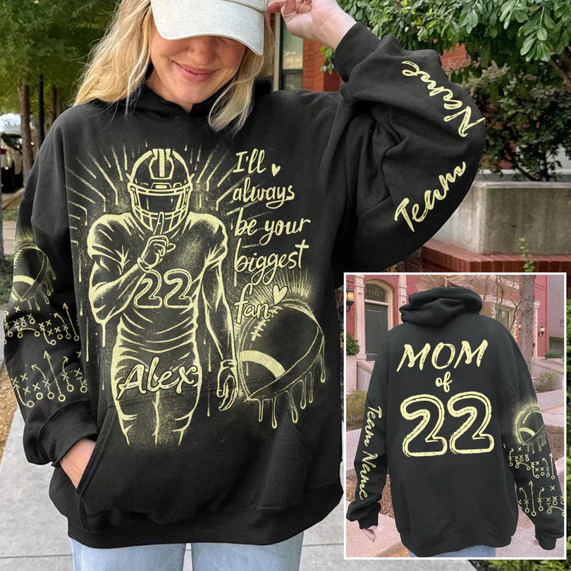 I'll Always Your Biggest Fan - Personalized Bleach Style Football Shirt For Football Mom NA04