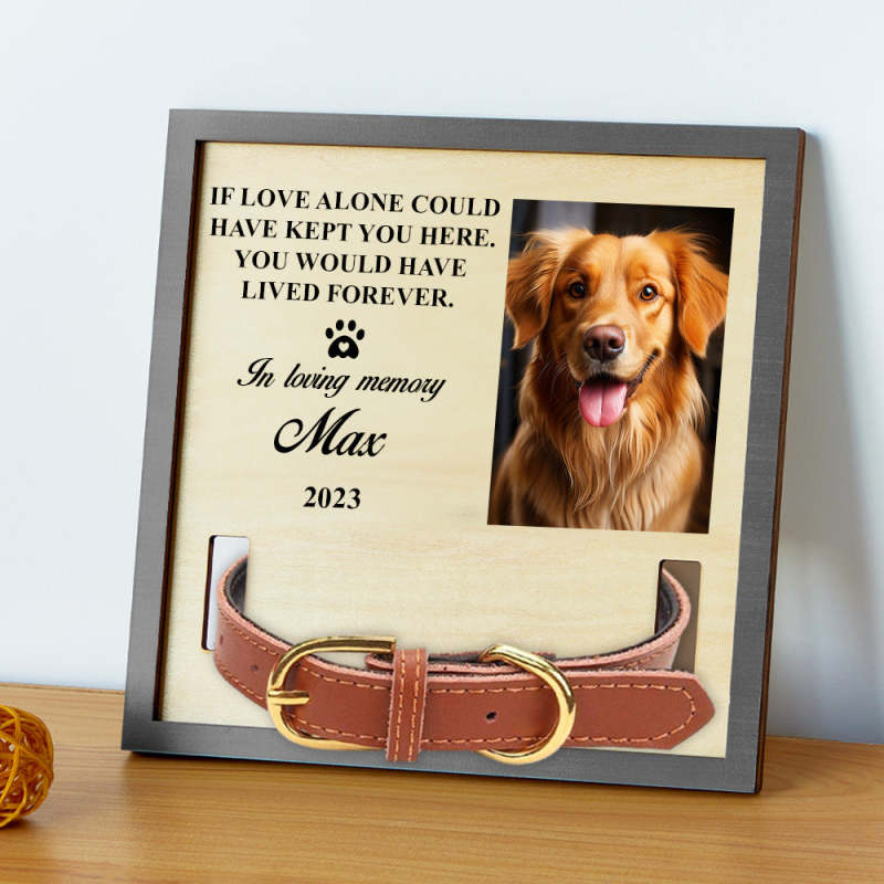 Custom Photo Memorial Standing Frame Pet Loss Gift Pet Collar Holder Dog Bereavement for Pet Owner