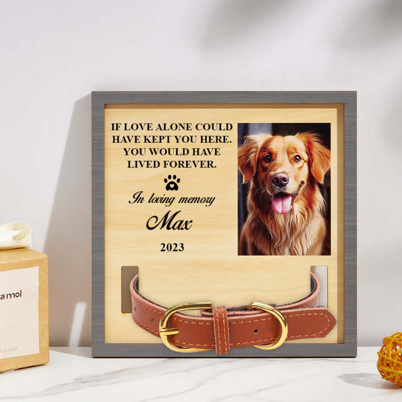 Custom Photo Memorial Standing Frame Pet Loss Gift Pet Collar Holder Dog Bereavement for Pet Owner