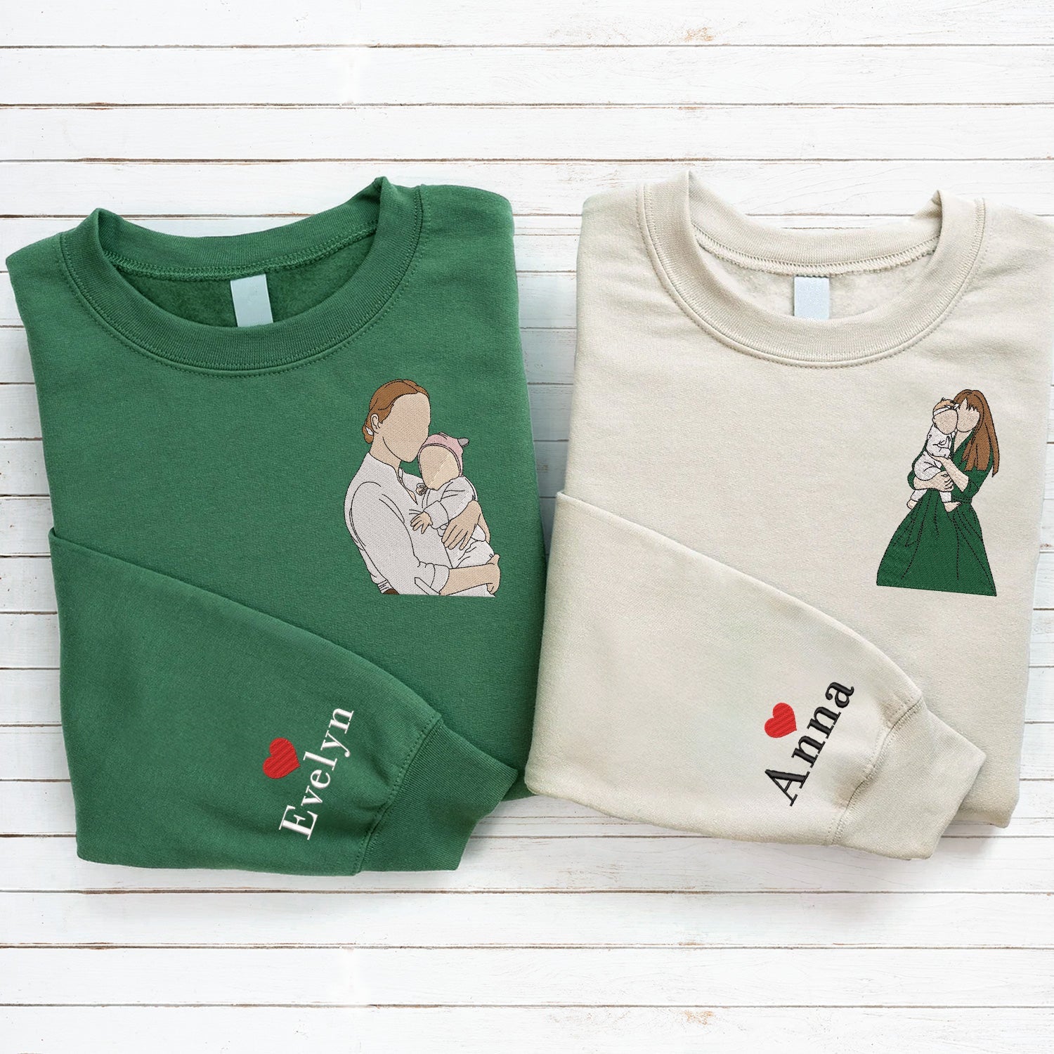 Custom Mom and Daughter/Son Embroidered Sweatshirt for Mother's Day
