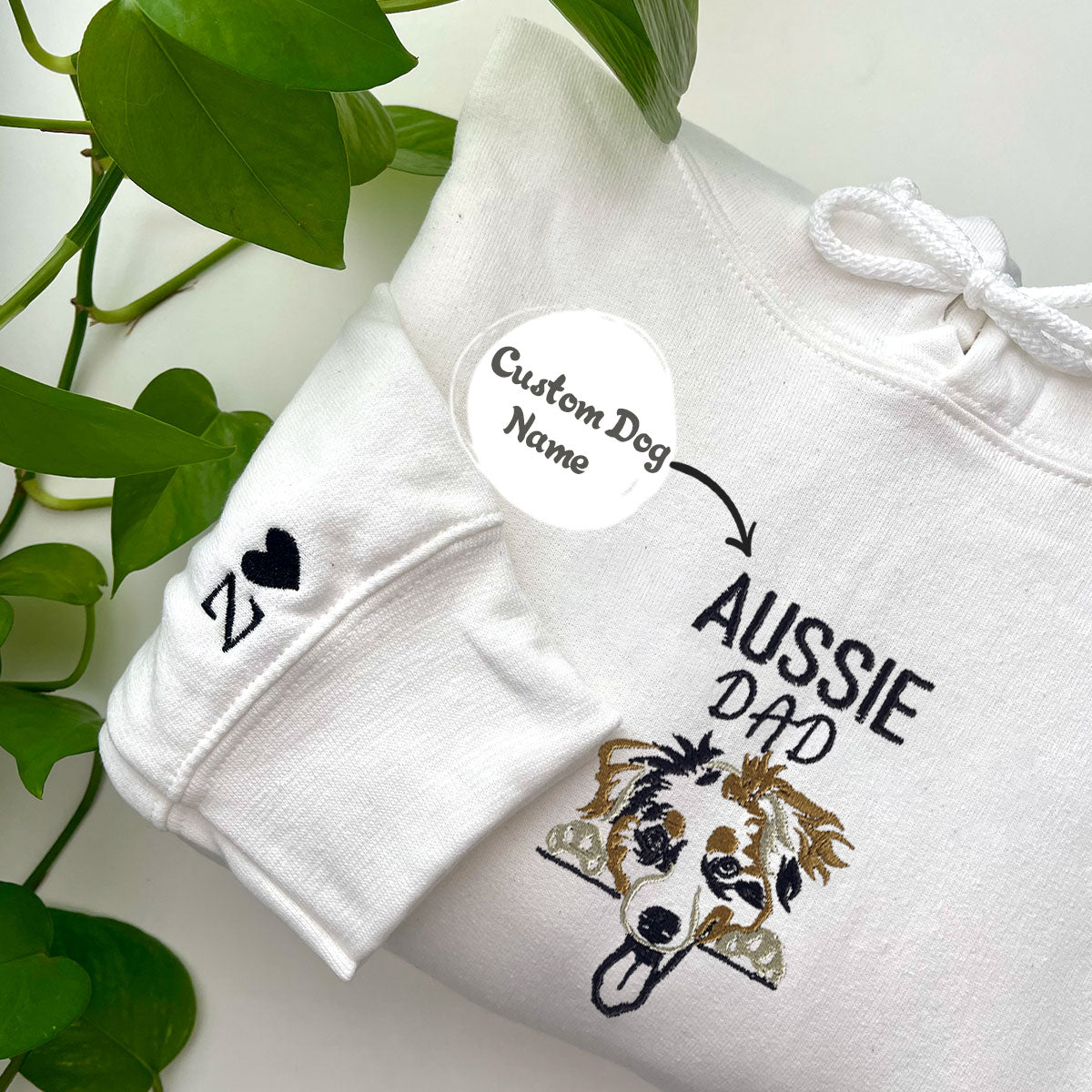 Custom Australian Shepherd Dog Dad Embroidered Hoodie | Personalized Hoodie with Dog Name | Gifts for Pet Lovers