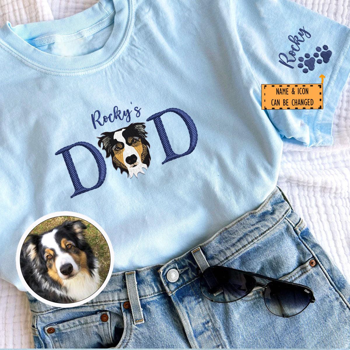 Custom Pet Dad With Pet Name Embroidered T-Shirt | Gift For Pet Lovers