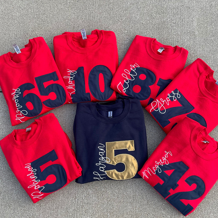 Custom Sports Number Last Name  Embroidered Sweatshirt