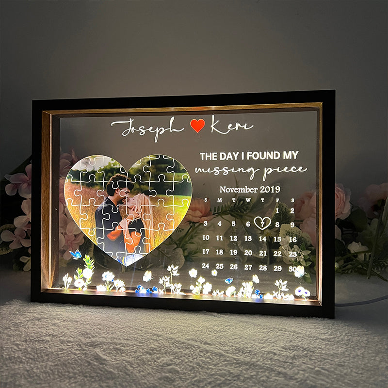 Custom The Day I Found My Missing Piece Song Lightbox Gift | Couple Anniversary Gift | Valentine's Day gift for Boyfriend
