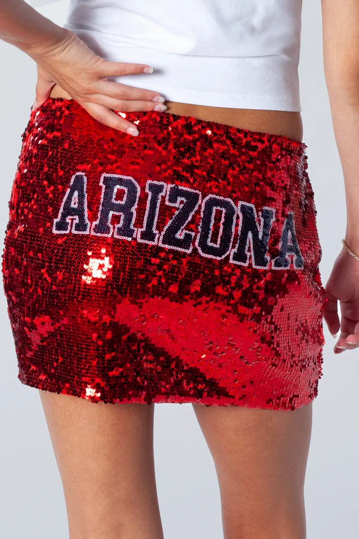 Arizona Sequin Mini Skirt | Game Day Glam College Spirit Skirt | Tailgate Outfit