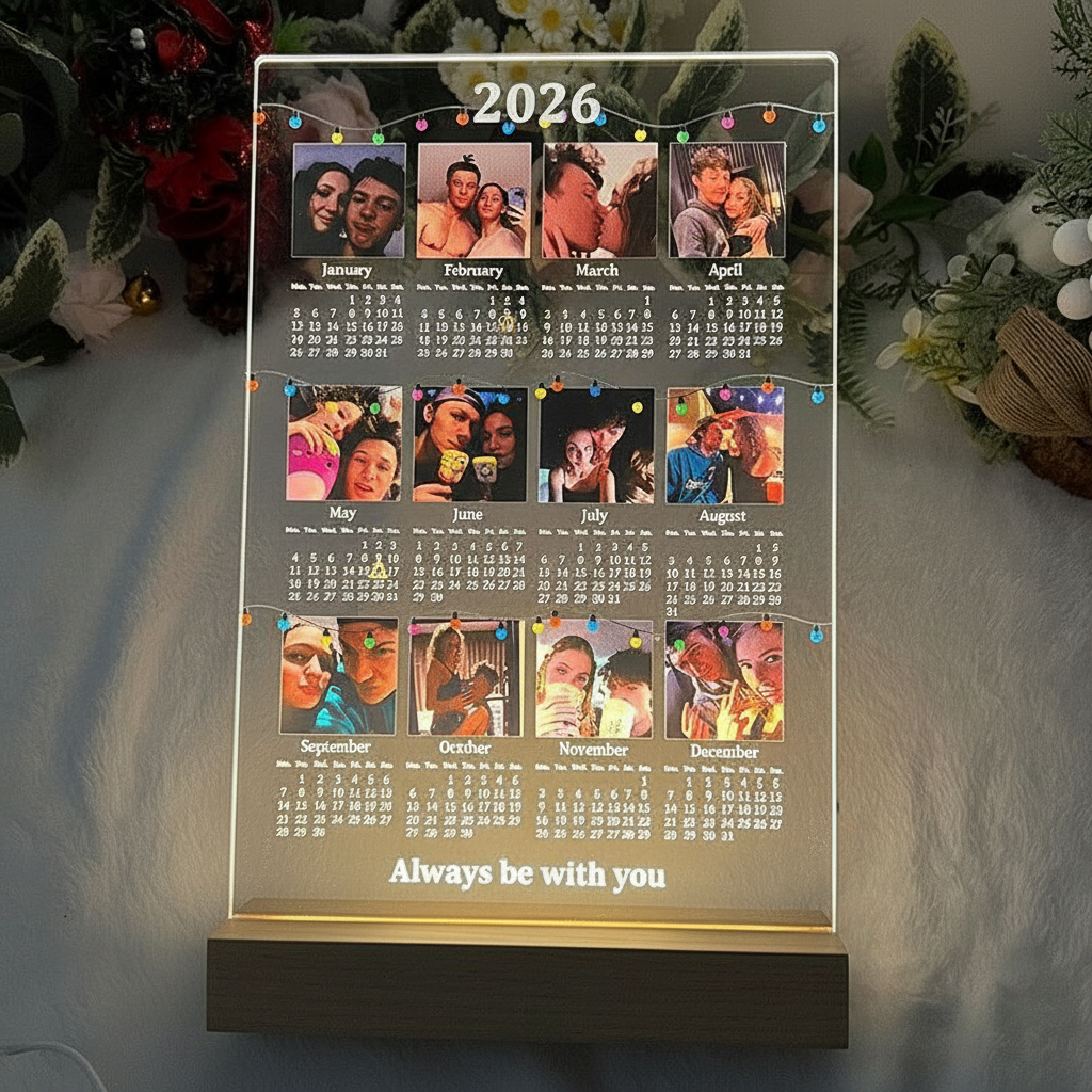 Custom 2026 Calendar LED Light Box with Photo | Couple Anniversary Gift | Valentine's Day gift for Boyfriend&Girlfriend