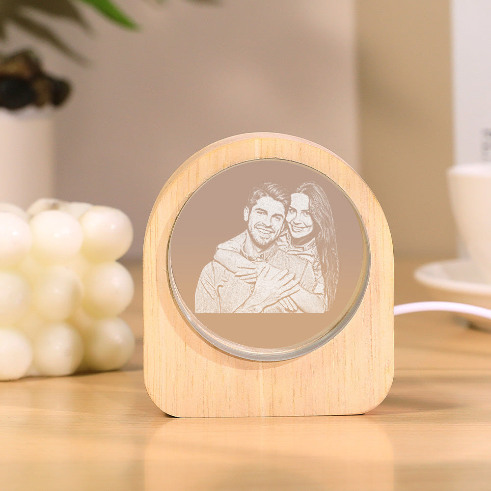 Personalized Family 3D Engraved Crystal Photo LED Light | Couple Anniversary Gift | Valentine's Day gift for Boyfriend&Girlfriend