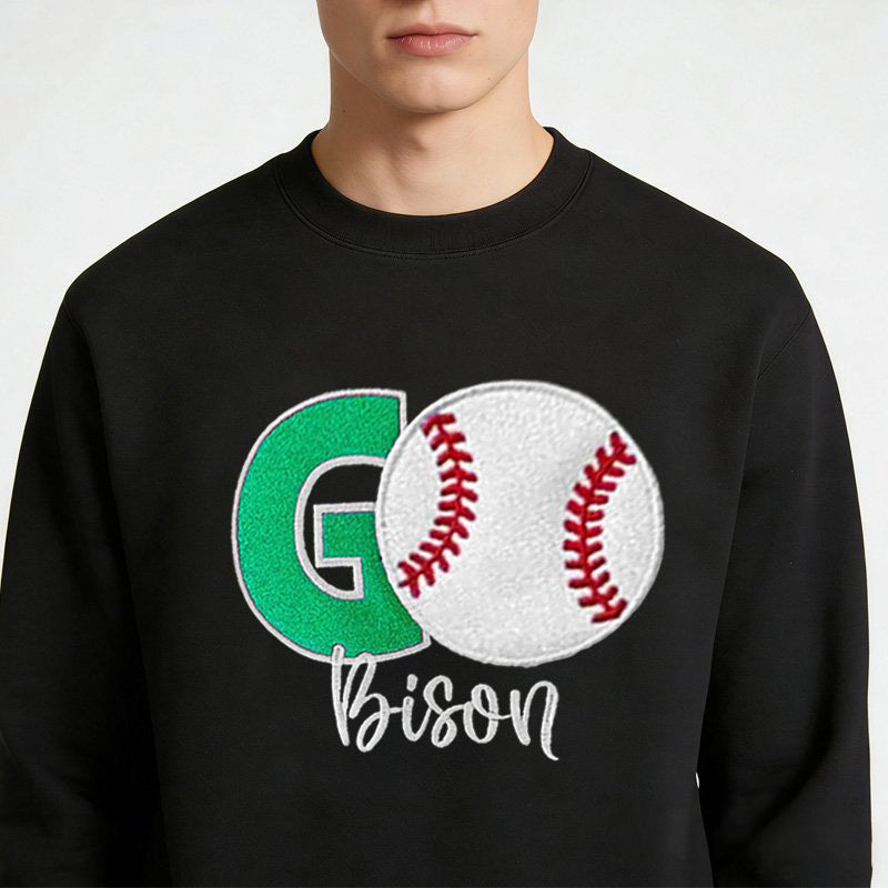 Personalized Custom Glitter Baseball Sweatshirt Embroidered Baseball Crewneck | Gifts for Sports Mom