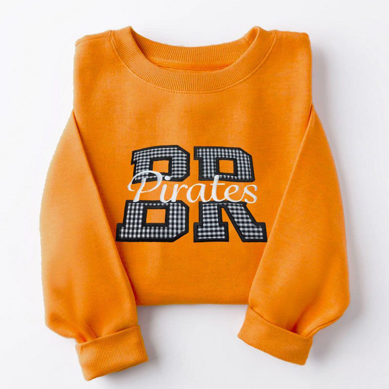 Customized Personalized Split Varsity Embroidered School Spirit Sweatshirt Game Day Ready | Gifts for Sports Mom