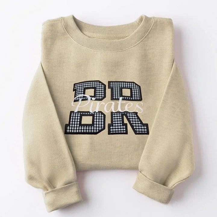 Customized Personalized Split Varsity Embroidered School Spirit Sweatshirt Game Day Ready | Gifts for Sports Mom