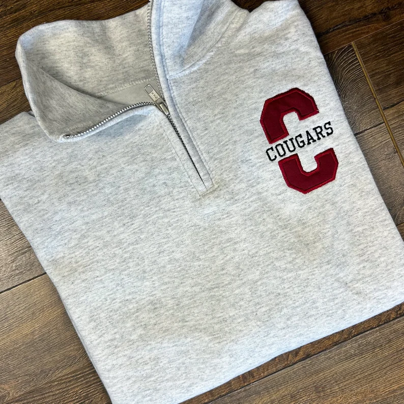 Mascot/Team Pride Appliqué Quarter Zip Sweatshirt