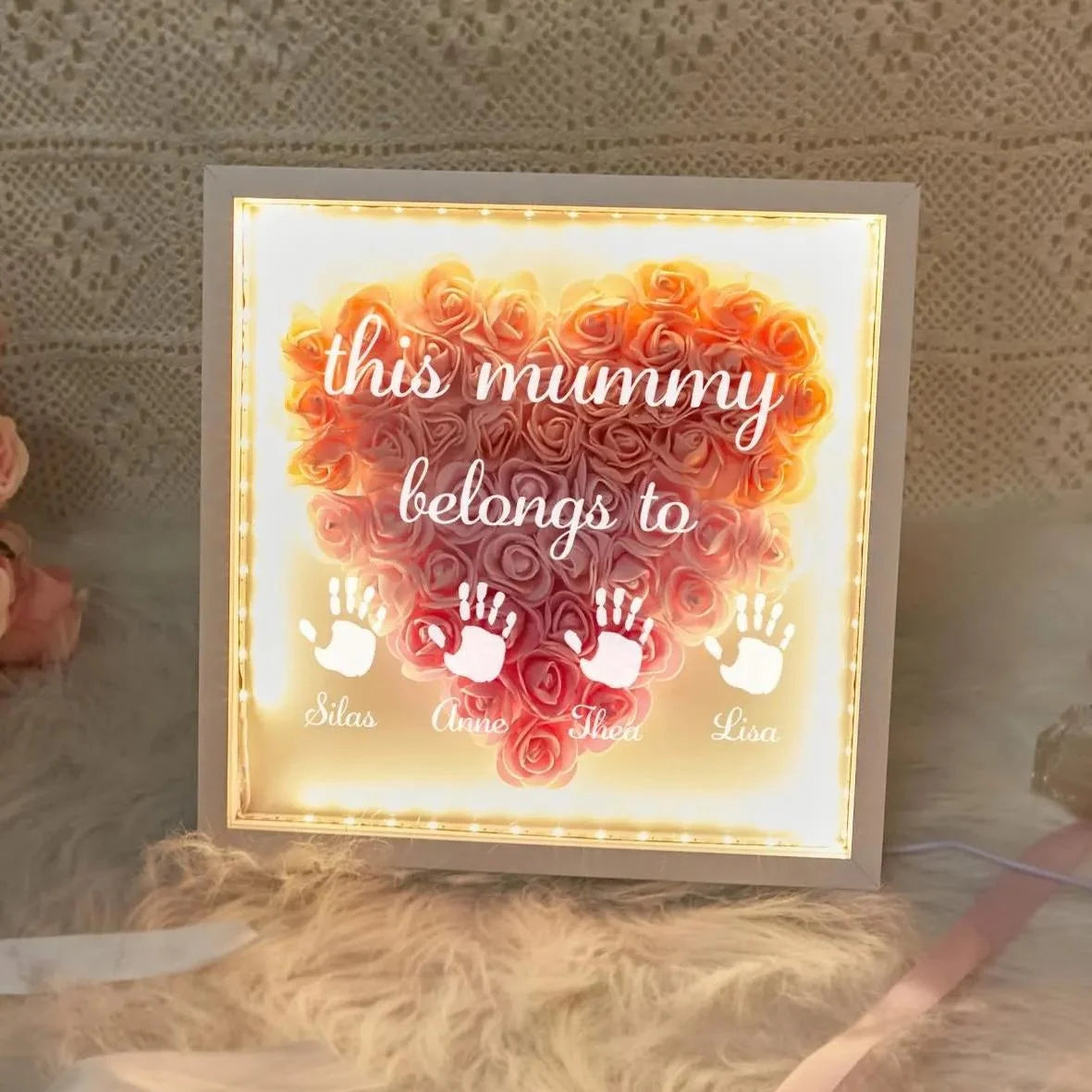 This Mommy Belong To - Personalized Flower Shadow Box with Family Names