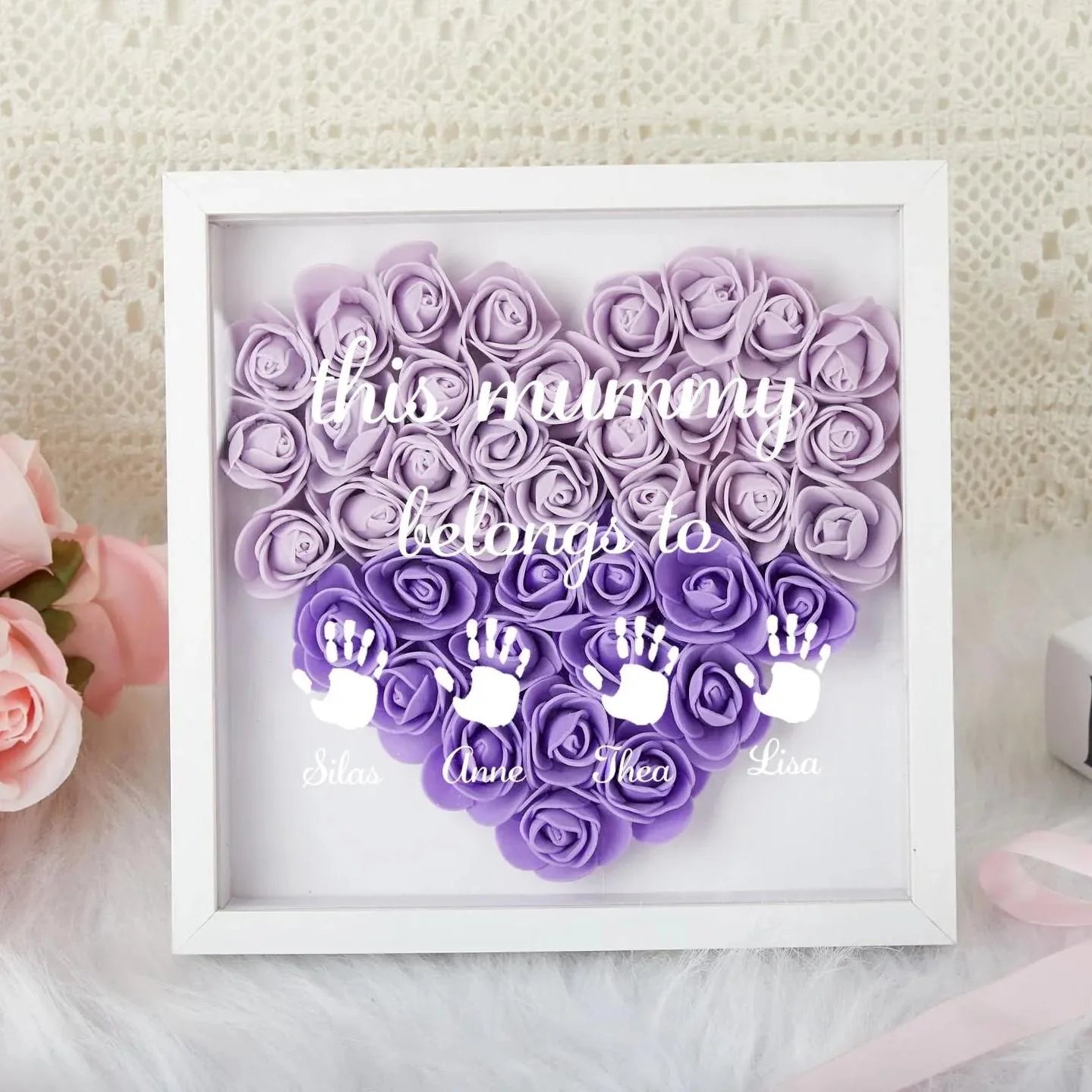 This Mommy Belong To - Personalized Flower Shadow Box with Family Names