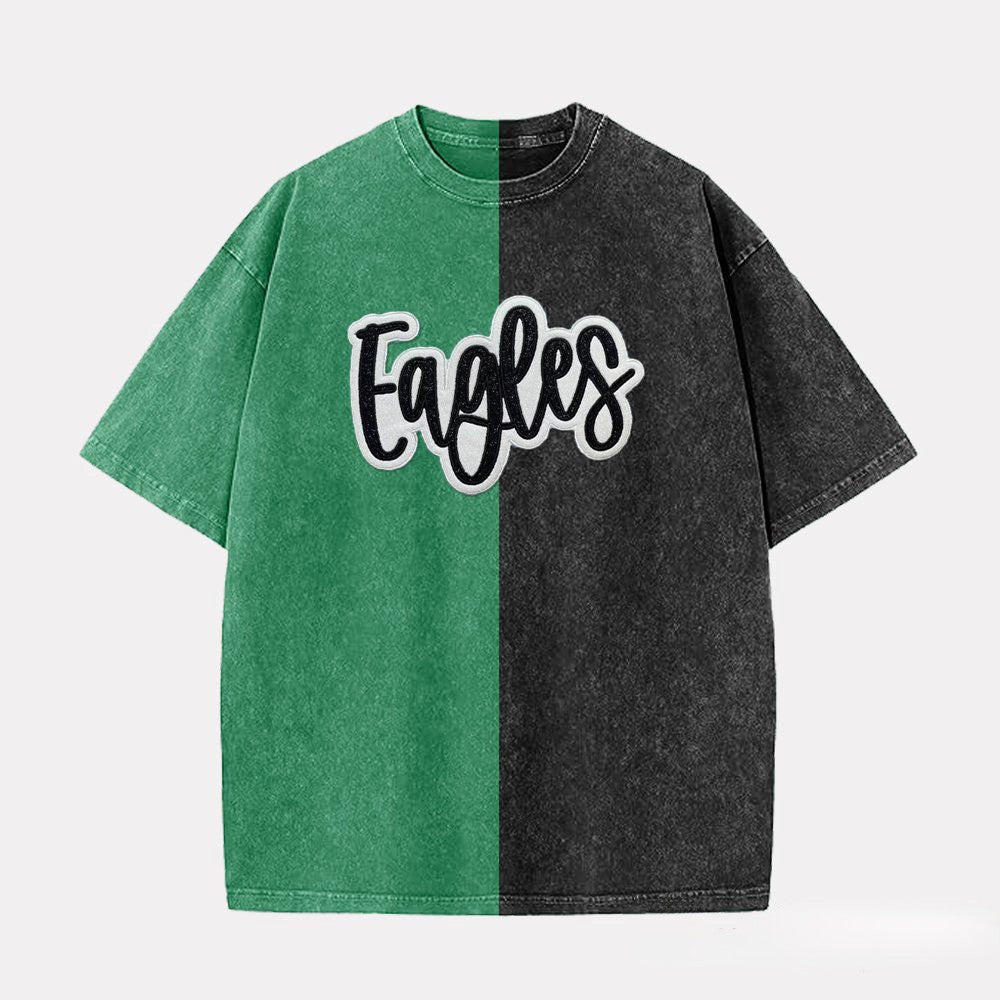 Glitter Team Mascot Two Tone Embroidered Vintage Washed T-shirt For Game Day | Gifts for Sports Mom