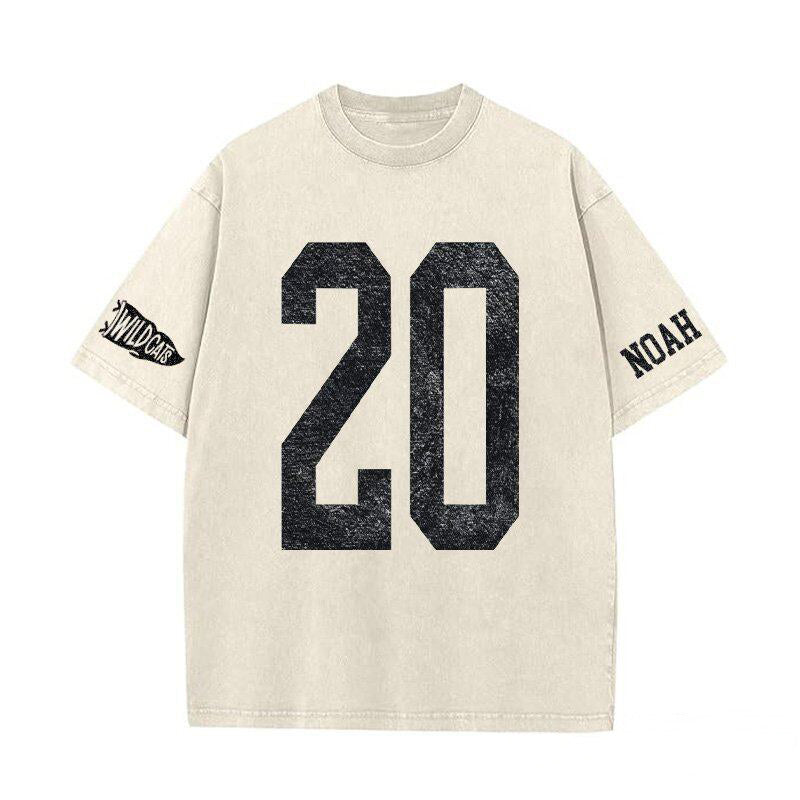 Custom Vintage Varsity Number or Letter Sport Team Washed T-Shirt