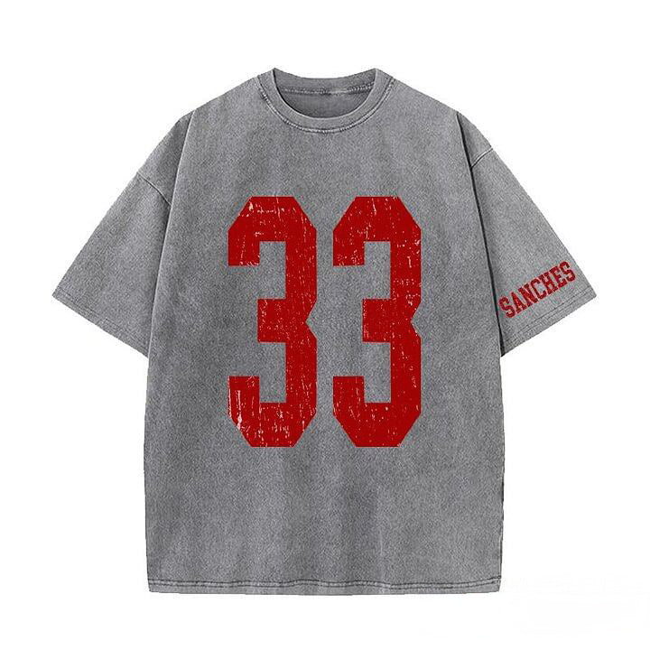 Custom Vintage Varsity Number or Letter Sport Team Washed T-Shirt