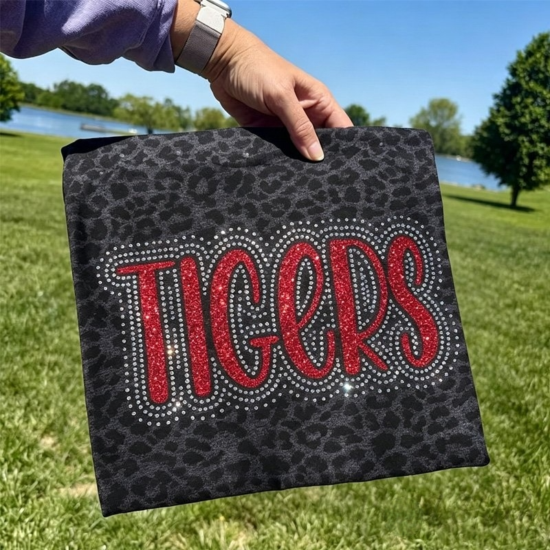 Custom Text with Faux Rhinestone Shirt and Glitter Personalized Sports Gift