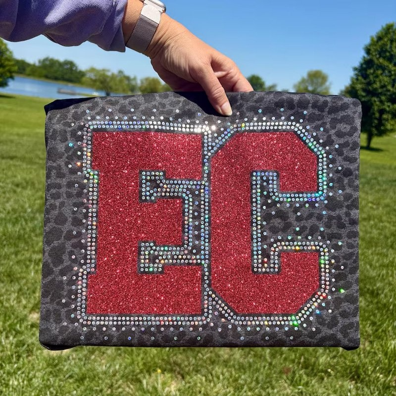 Custom Text with Faux Rhinestone and Glitter Personalized Sports Gift