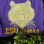 Custom LSU Tigers Women’s Team Spirit Sweatshirt – Applique Embroidered Side Bow Pullover