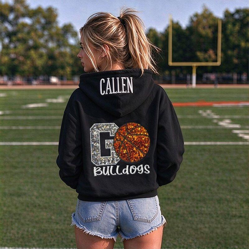 Custom Glitter Basketball Team Hoodie Personalized Name Hooded Sweatshirt Game Day Spirit Top Basketball Fan Apparel