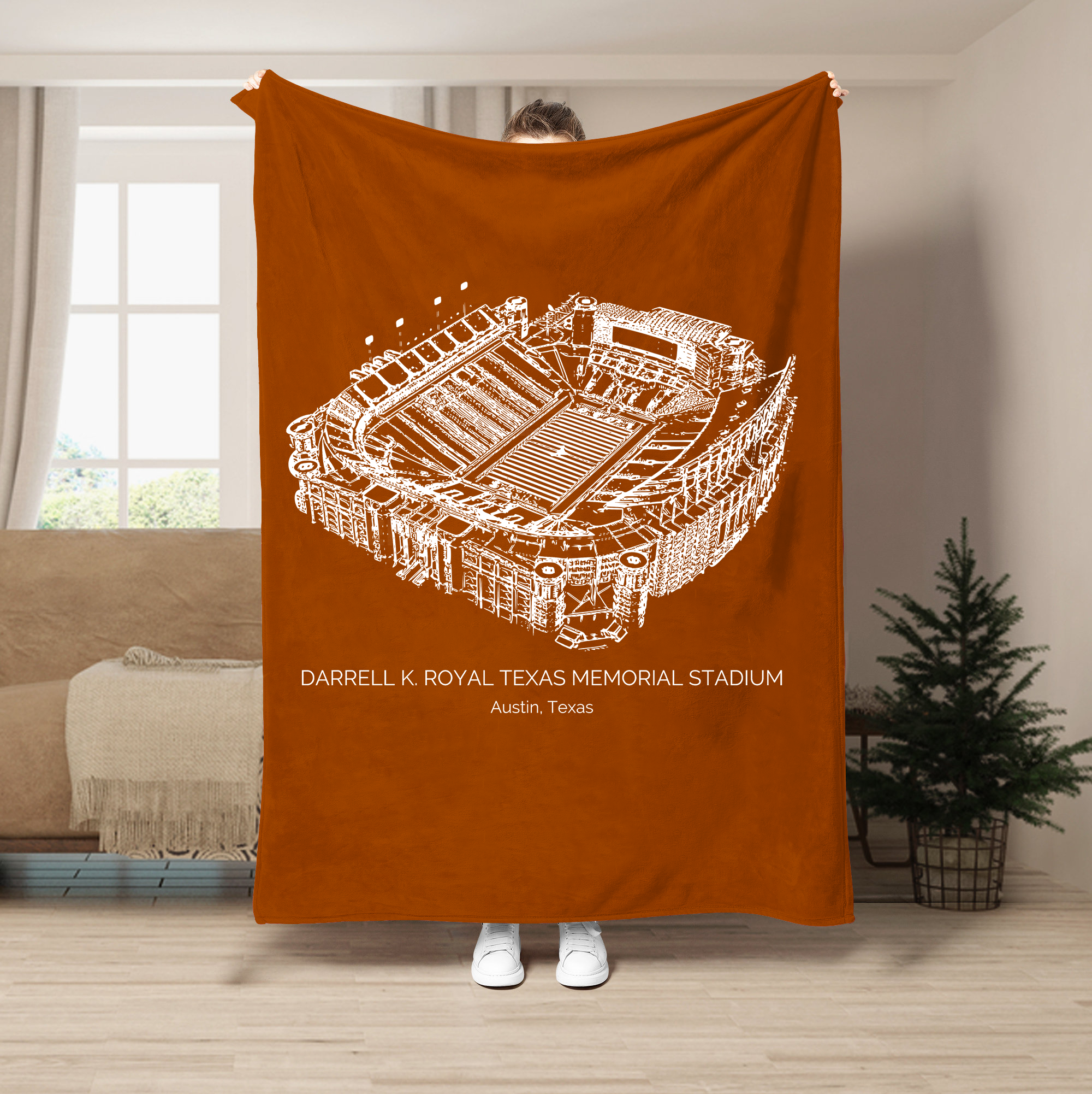Custom Stadium Blanket Darrell K Royal–Texas Memorial Stadium - Texas Longhorns football,College Football Blanket