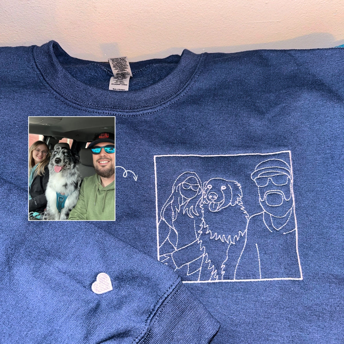 Custom Dog Dad Sweatshirt Embroidered Pet Face Name Portraits Photo | Gifts for Pet Lovers