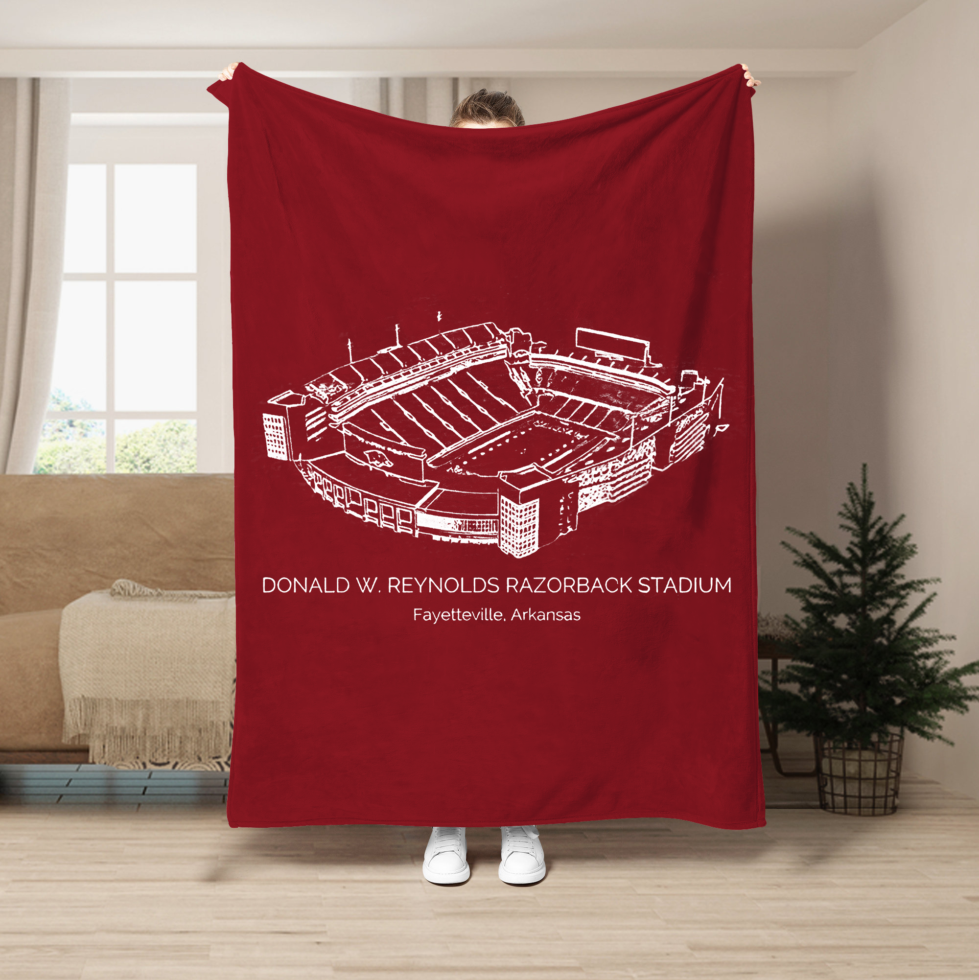 Custom Stadium Blanket Donald W. Reynolds Razorback Stadium - Arkansas Razorbacks football, College Football Blanket