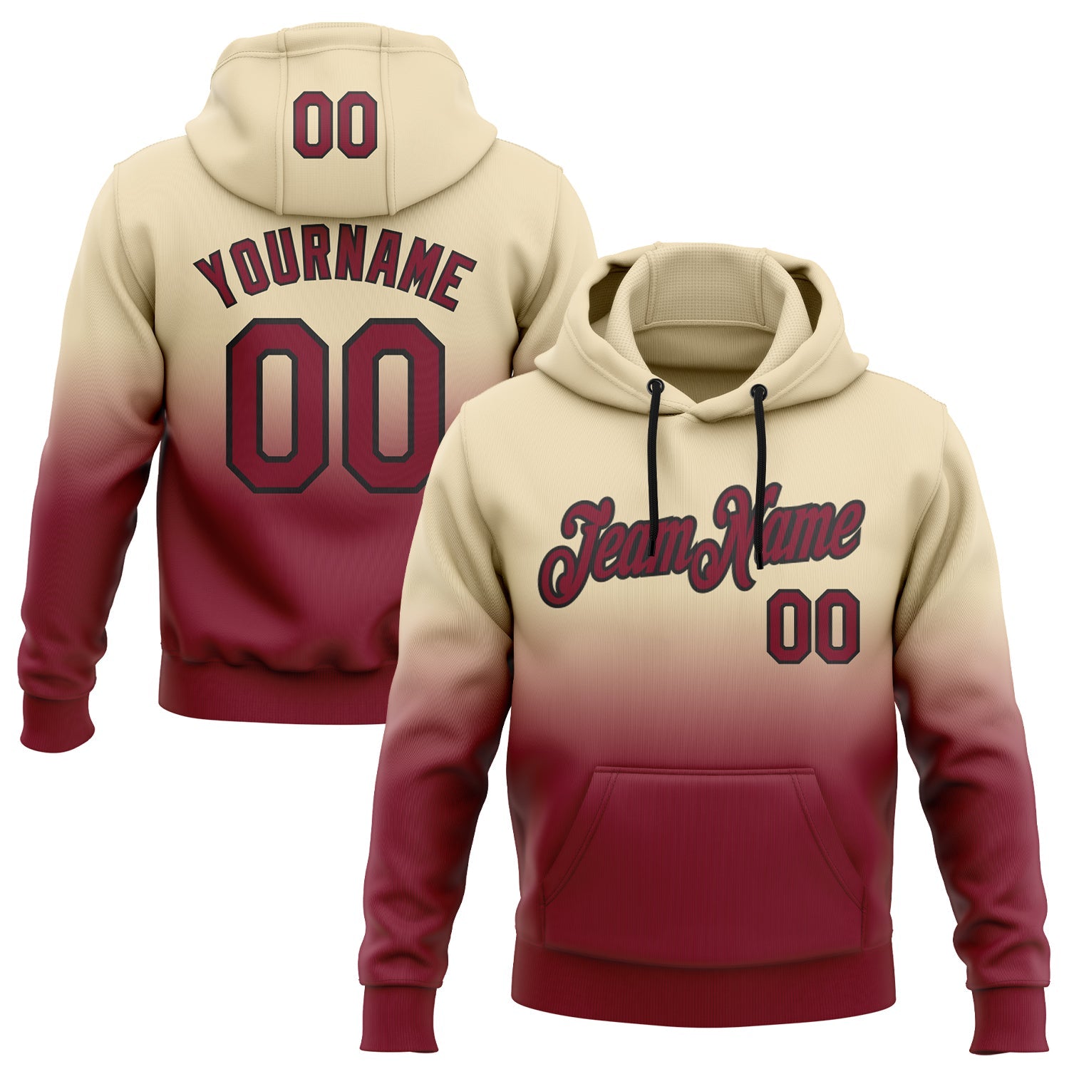 Custom City Cream Crimson-Black Fade Fashion Sports Pullover Sweatshirt Hoodie