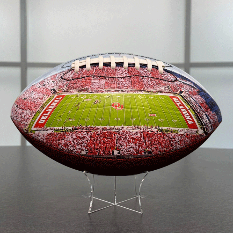 Gaylord Family - Oklahoma Memorial Stadium Football University Series | Custom Footballs for a College Football Fan