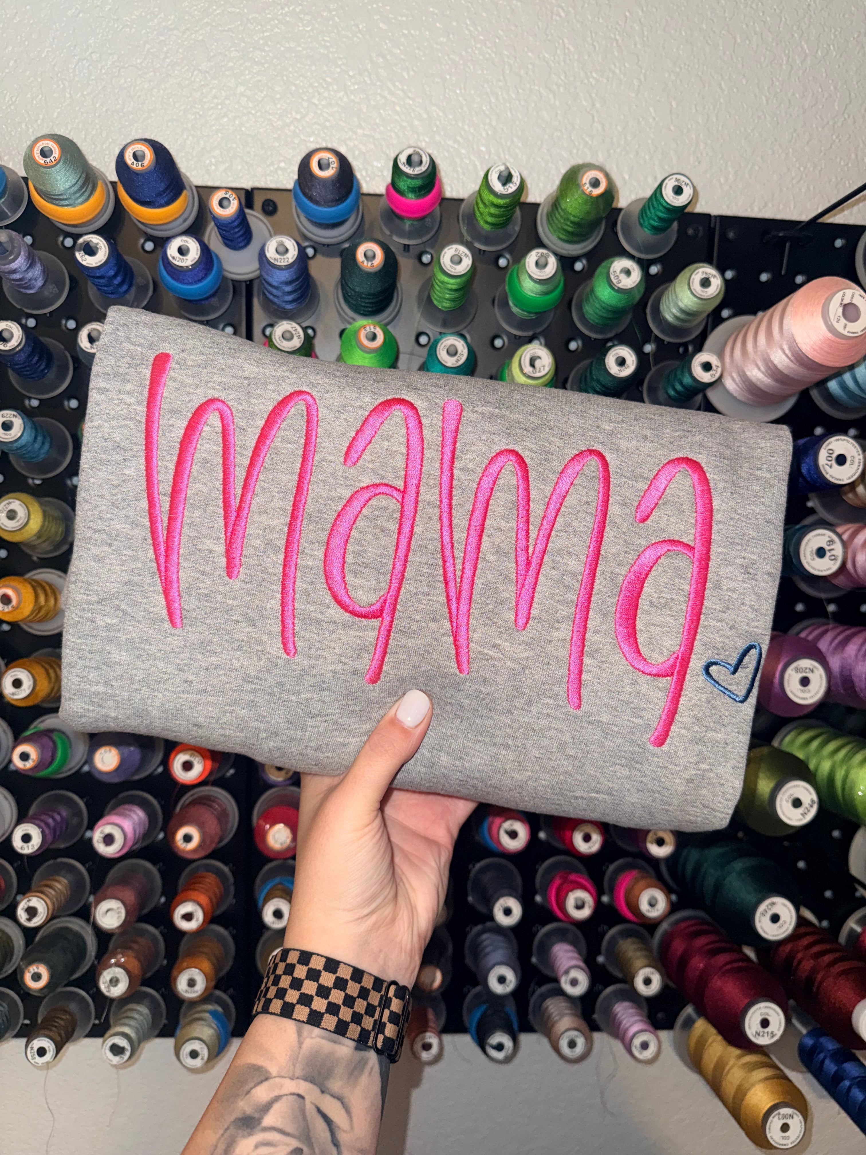 Custom Mama Heart Embroidered Sweatshirt | Gifts for Mom | Mother's Day Gift