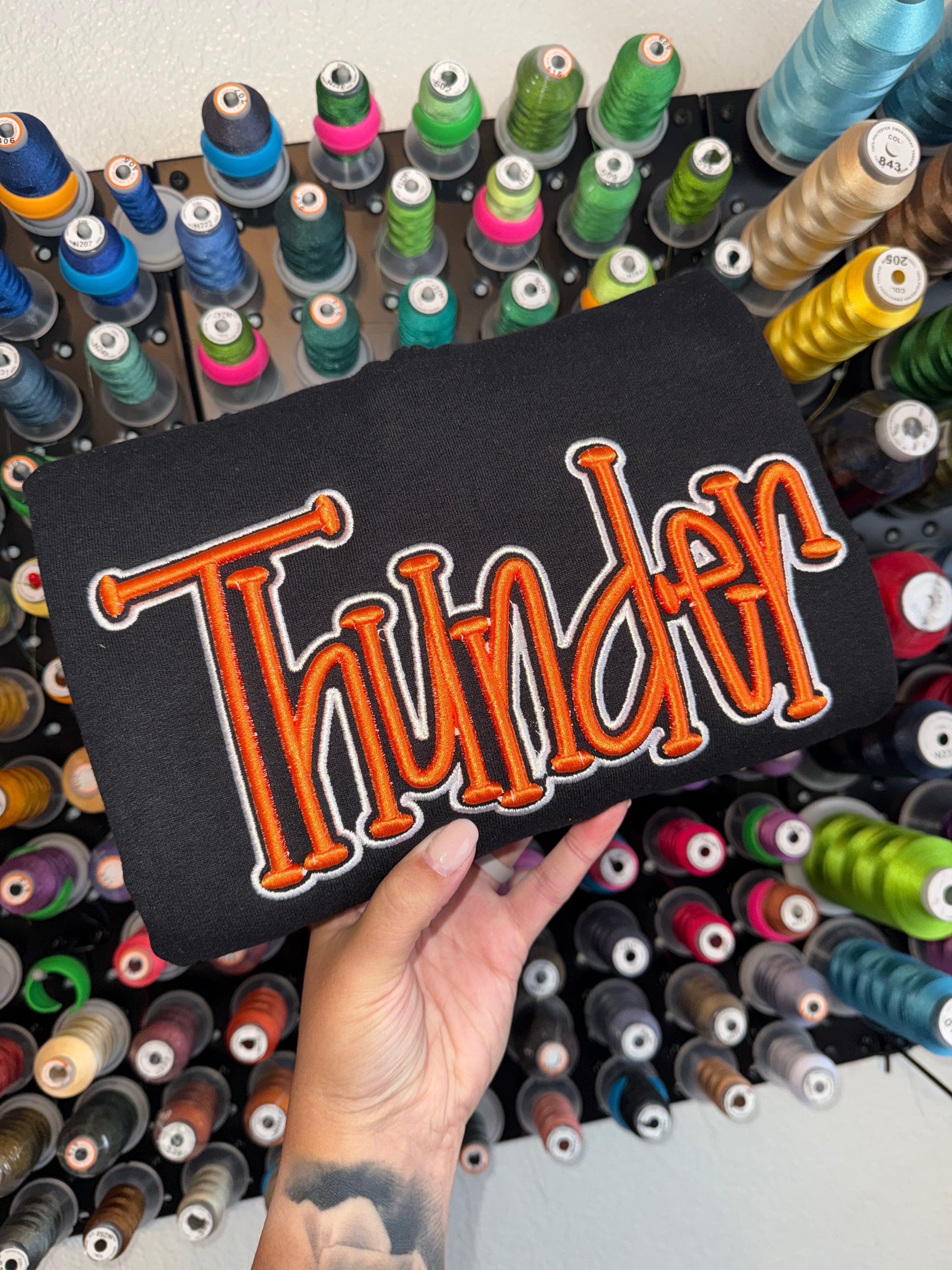 ⚡Custom Puff Embroidery Sweatshirt – 3D Raised Team Logo | Gifts for Sports Mom
