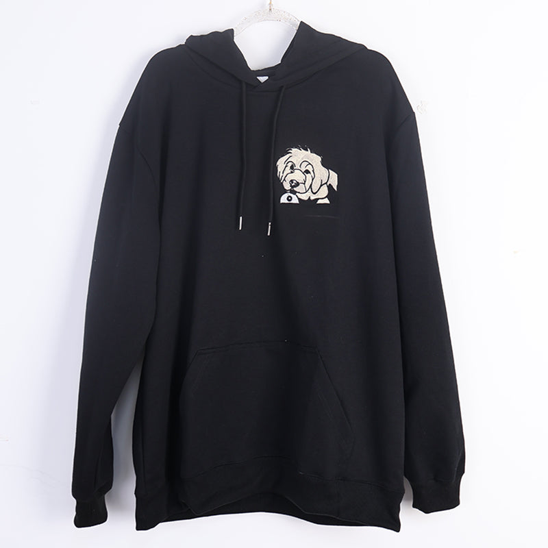 Custom Black Dog Photo Embroidered Hoodie,Dog Name On The Sleeve,Gift for Pet Lover