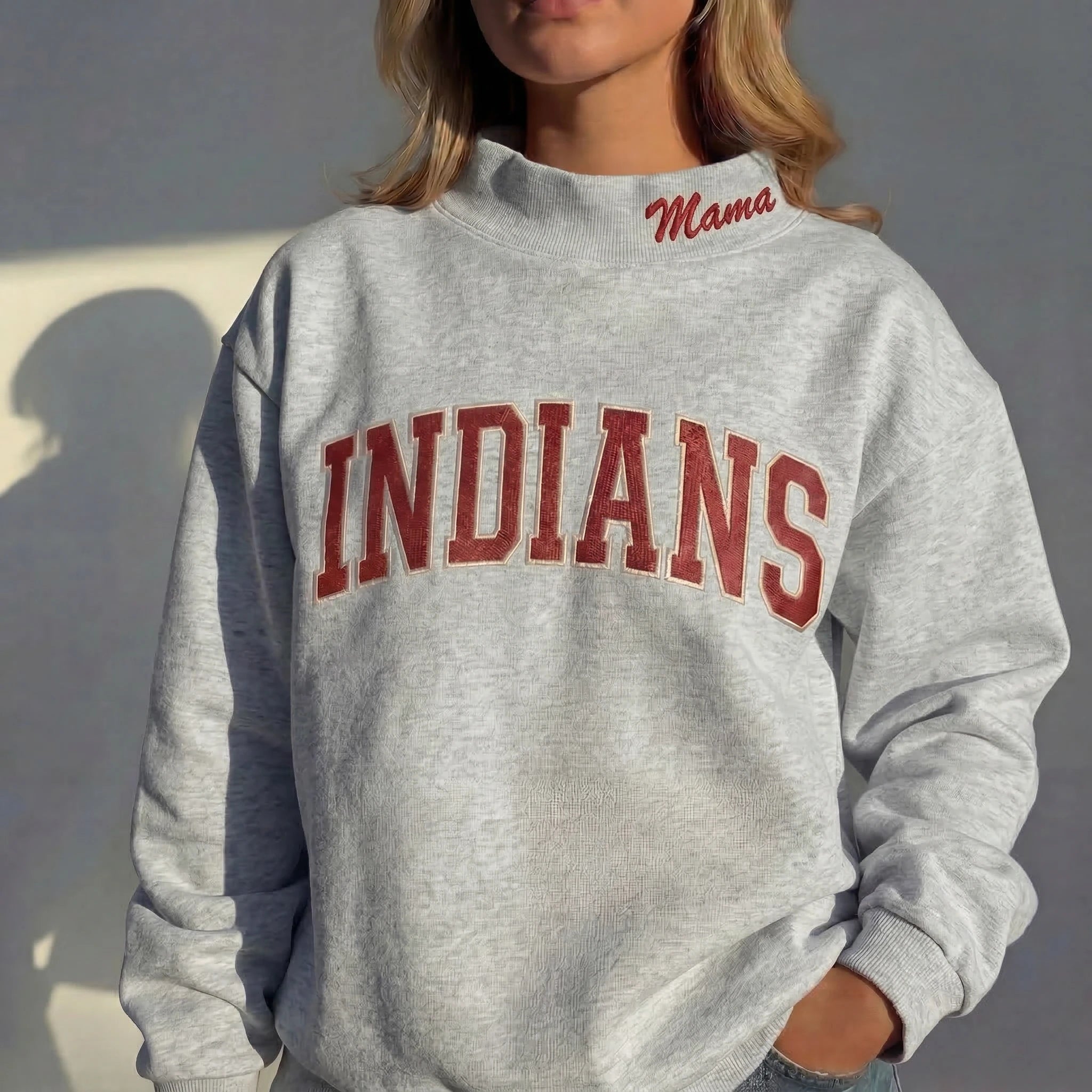 Custom Mockneck Embroidered Team Name Sweatshirt – Stand-up Collar | Gifts for Sports Mom