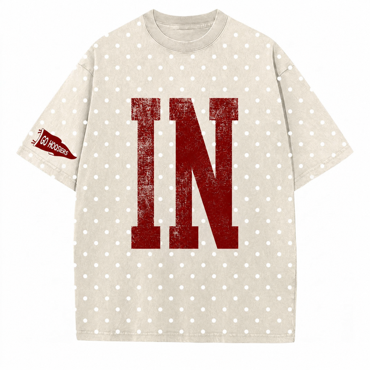 Indiana - College Team Vintage Polka Dot Washed T-Shirt