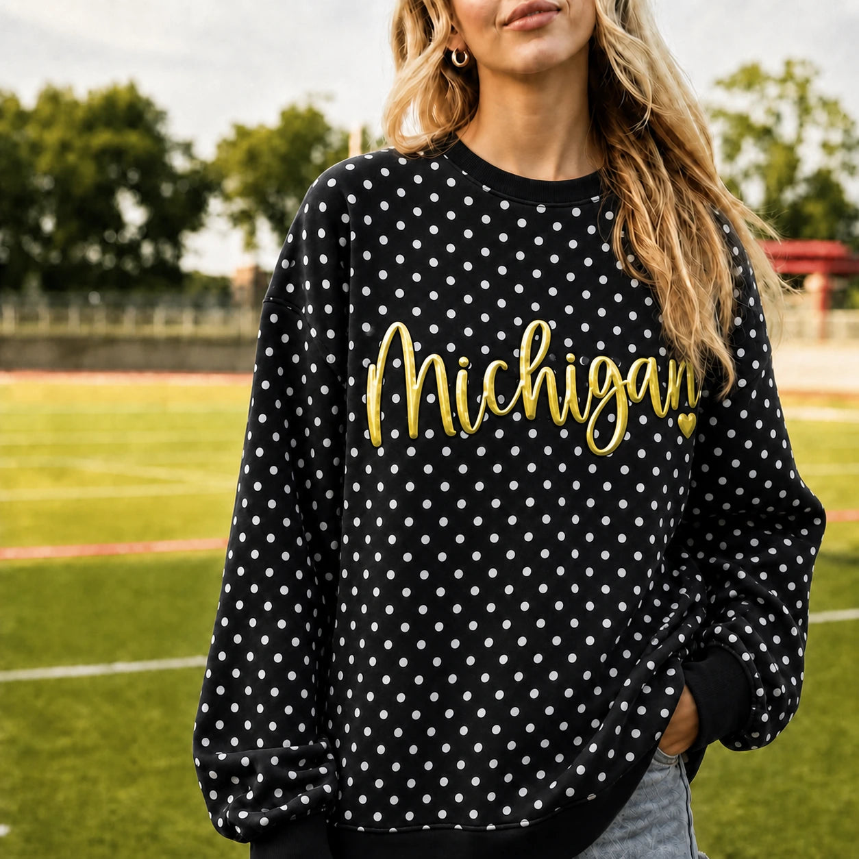 Custom 3D Puff Print Team Polka Dot Sweatshirt | Gifts for Sports Mom | Game Day Wear