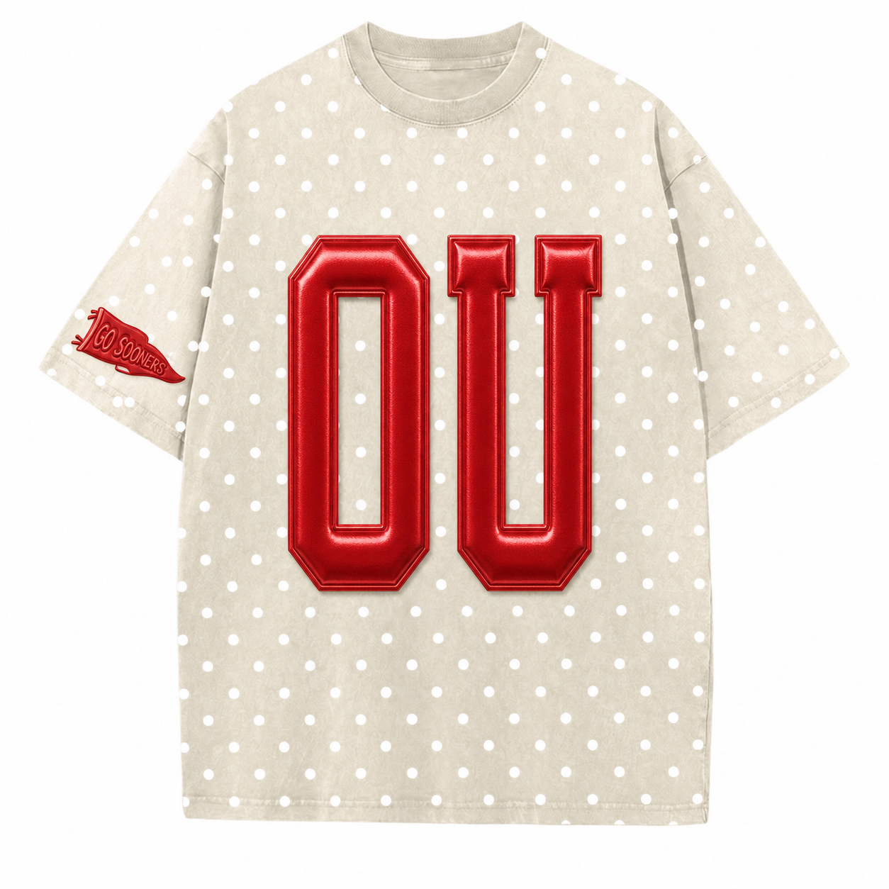 Oklahoma - College Team Puff Vintage Polka Dot Washed T-Shirt