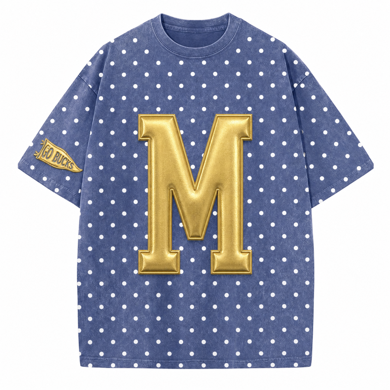 Michigan - College Team Puff Vintage Polka Dot Washed T-Shirt