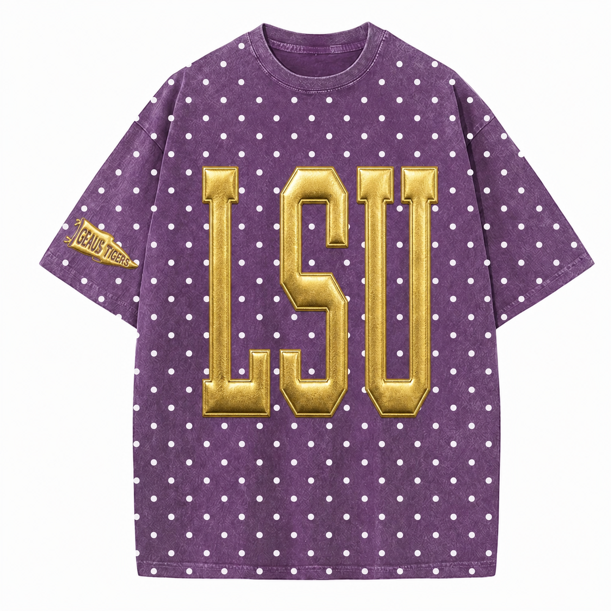 LSU - College Team Puff Vintage Polka Dot Washed T-Shirt