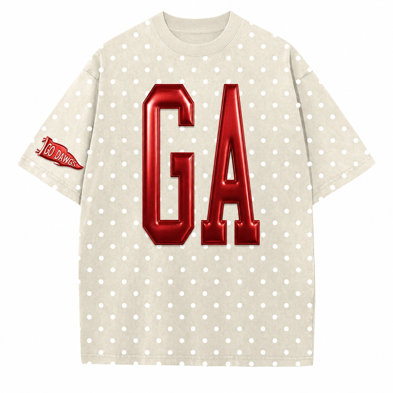 Georgia - College Team Puff Vintage Polka Dot Washed T-Shirt