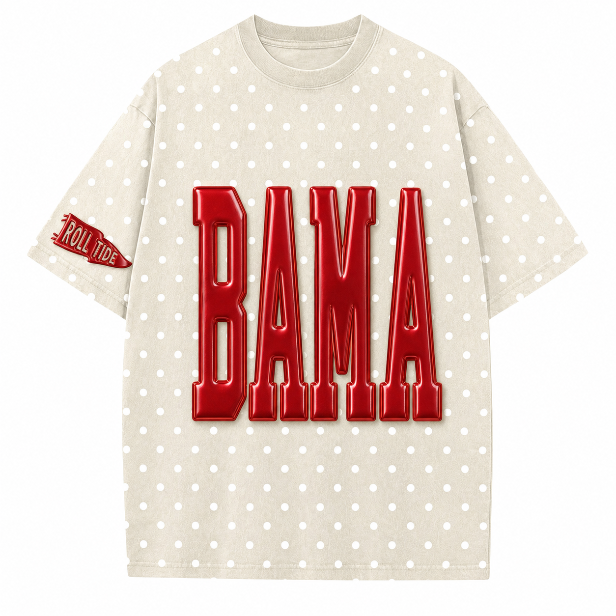 Alabama - College Team Puff Vintage Polka Dot Washed T-Shirt
