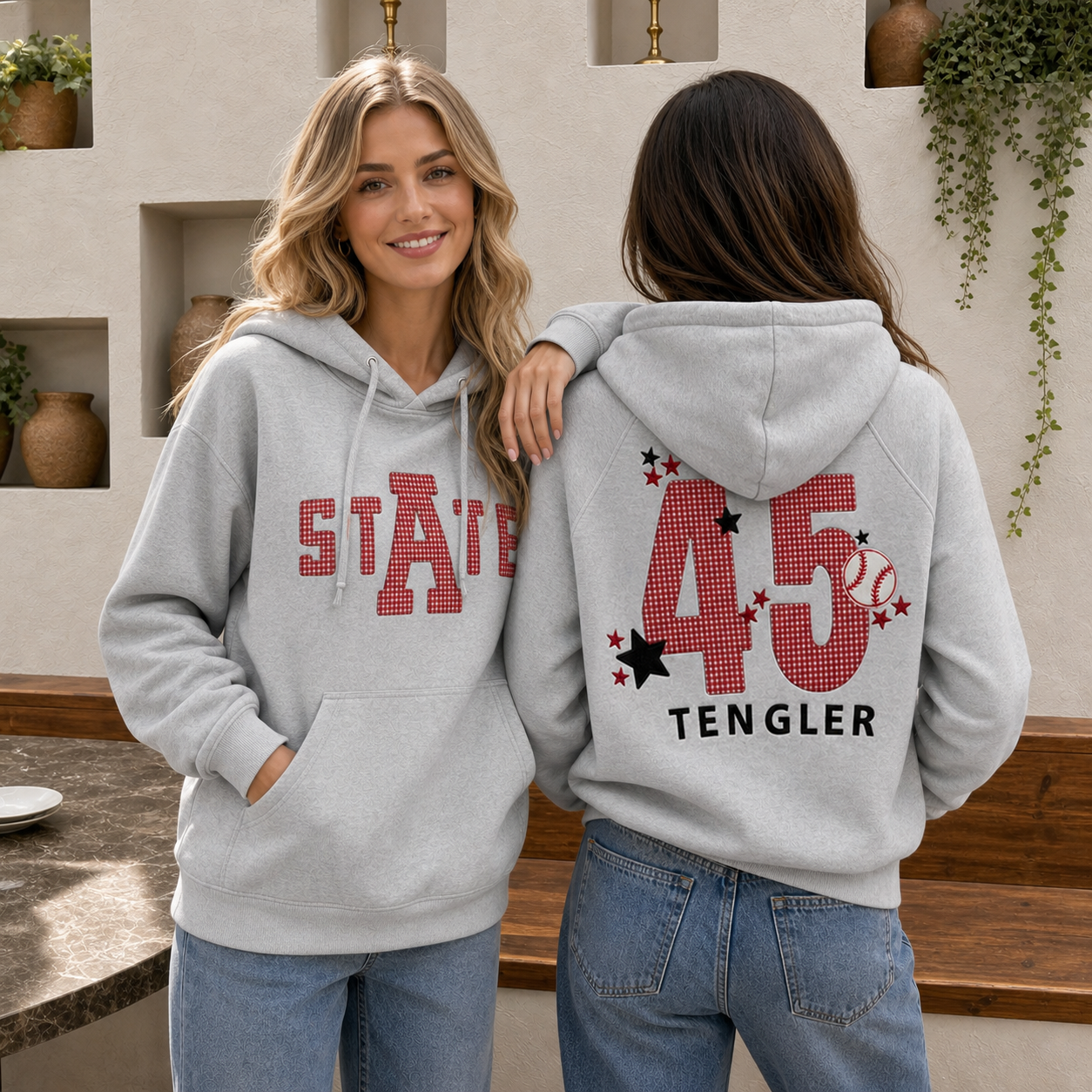 Custom Applique Embroidery Sweatshirt Personalized Your Team or Text Show Your Team Pride