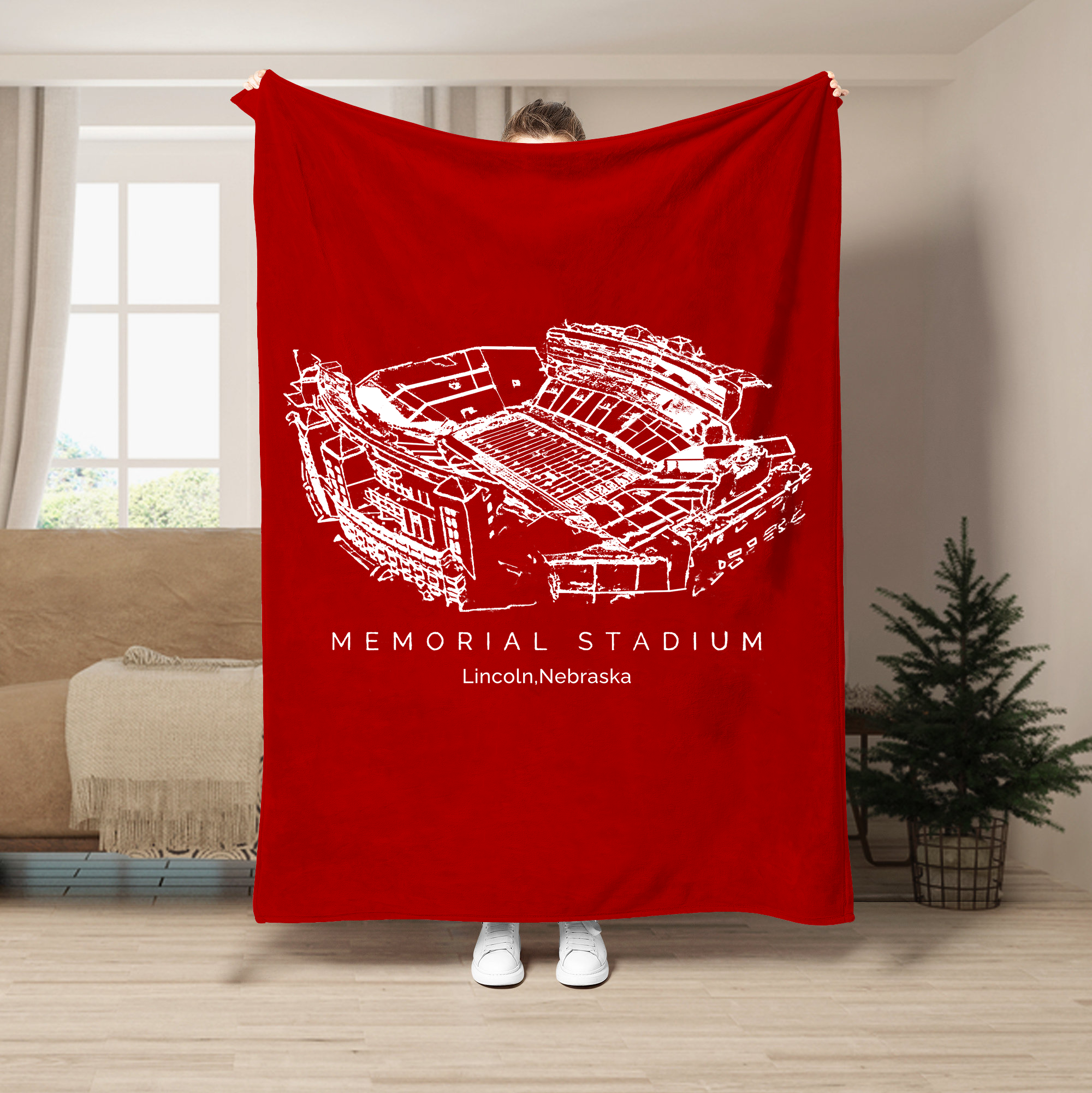 Custom Stadium Blanket Memorial Stadium (Lincoln) - Nebraska Cornhuskers football, College Football Blanket