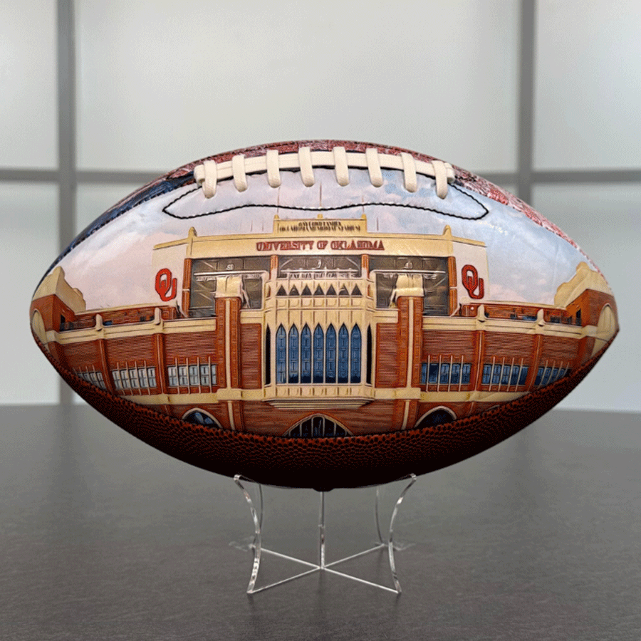 Oklahoma Memorial Stadium Football University Series | Custom Footballs for a College Football Fan