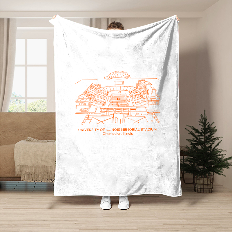 Custom Stadium Blanket University of Illinois Memorial Stadium-Illinois Fighting Illini football,College Football Blanket