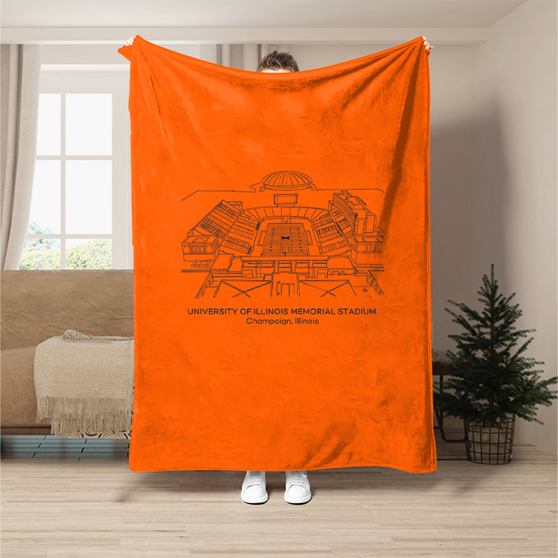 Custom Stadium Blanket University of Illinois Memorial Stadium-Illinois Fighting Illini football,College Football Blanket