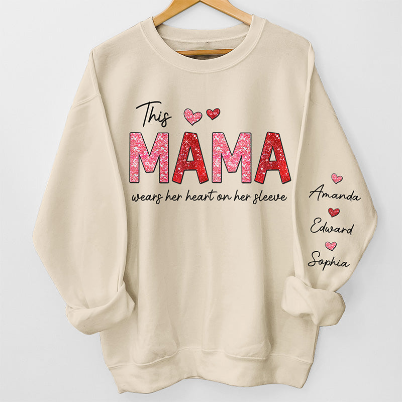 This Abuela Wears Her Heart On Her Sleeve - Family Custom Print Mama Sweatshirt